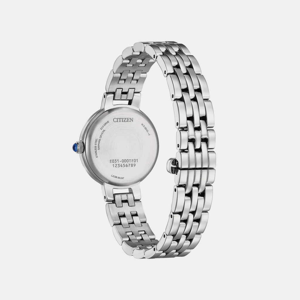 Citizen L Women Quartz Eco-Drive Black Dial Analog Stainless Steel Watch EM0990-81E