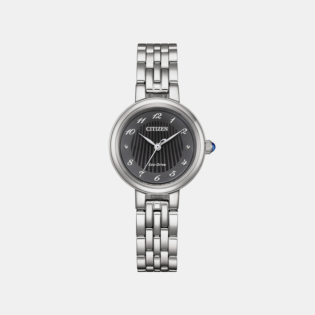 Citizen L Women Quartz Eco-Drive Black Dial Analog Stainless Steel Watch EM0990-81E