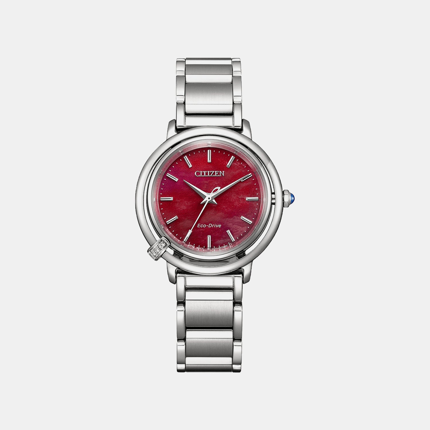 Women Quartz Maroon Dial Analog Stainless Steel Watch EM1090-78X