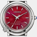 Women Quartz Maroon Dial Analog Stainless Steel Watch EM1090-78X
