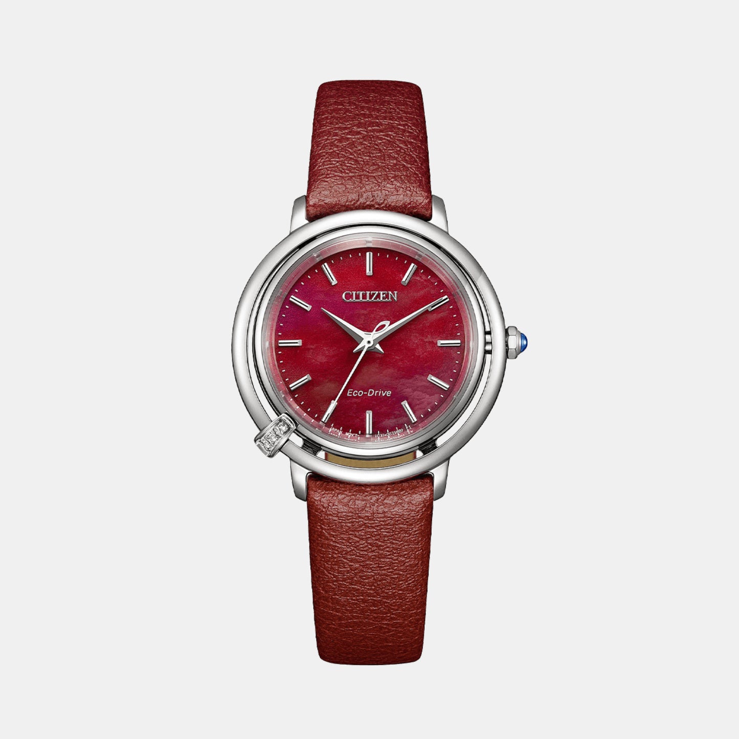 Women Eco-Drive Maroon Dial Analog Stainless Steel Watch EM1090-78X