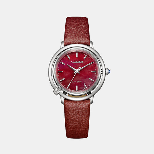 Women Eco-Drive Maroon Dial Analog Stainless Steel Watch EM1090-78X