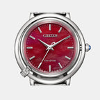 Women Eco-Drive Maroon Dial Analog Stainless Steel Watch EM1090-78X