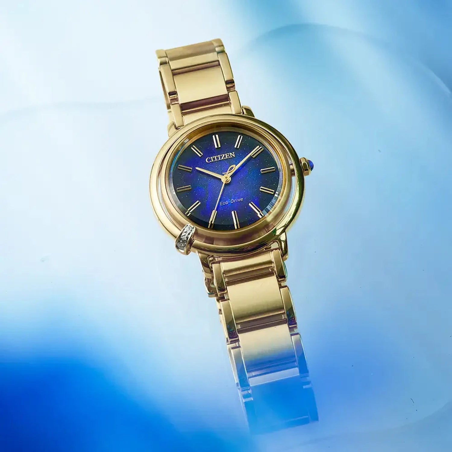 L Arcly Aqua Women Quartz Blue Dial Analog Stainless Steel Watch EM1099-57L