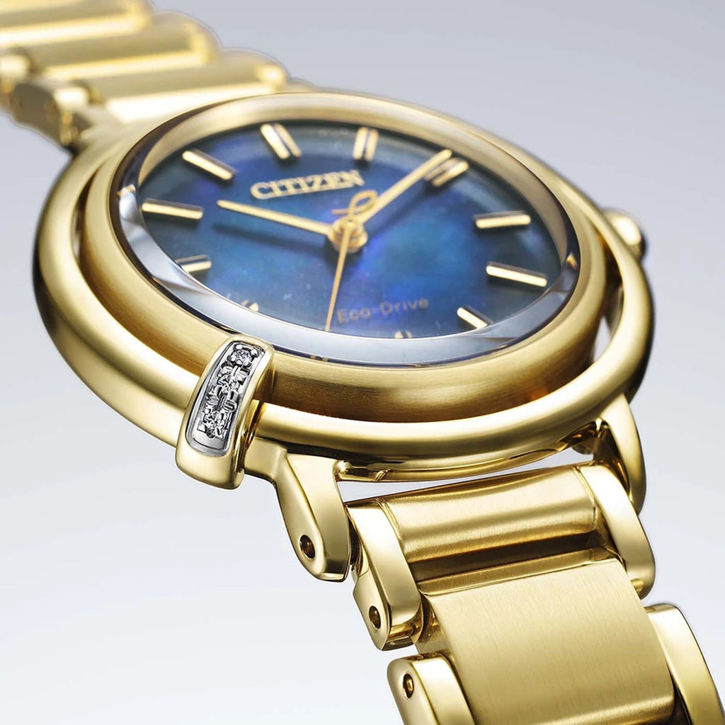 L Arcly Aqua Women Quartz Blue Dial Analog Stainless Steel Watch EM1099-57L