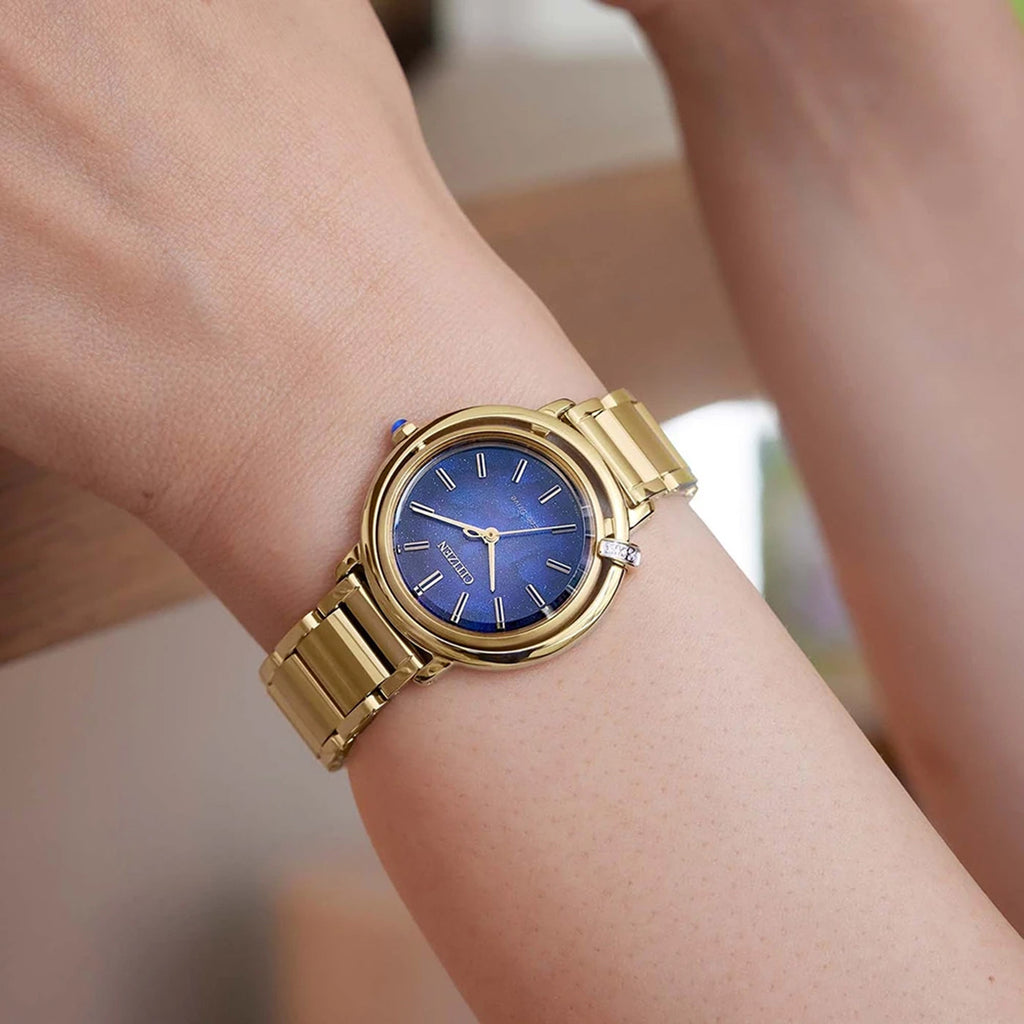 L Arcly Aqua Women Quartz Blue Dial Analog Stainless Steel Watch EM1099-57L