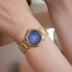 L Arcly Aqua Women Quartz Blue Dial Analog Stainless Steel Watch EM1099-57L
