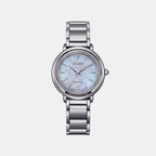 Citizen L Women Quartz Eco-Drive Mother Of Pearl Dial Analog Stainless Steel Watch EM1100-84D