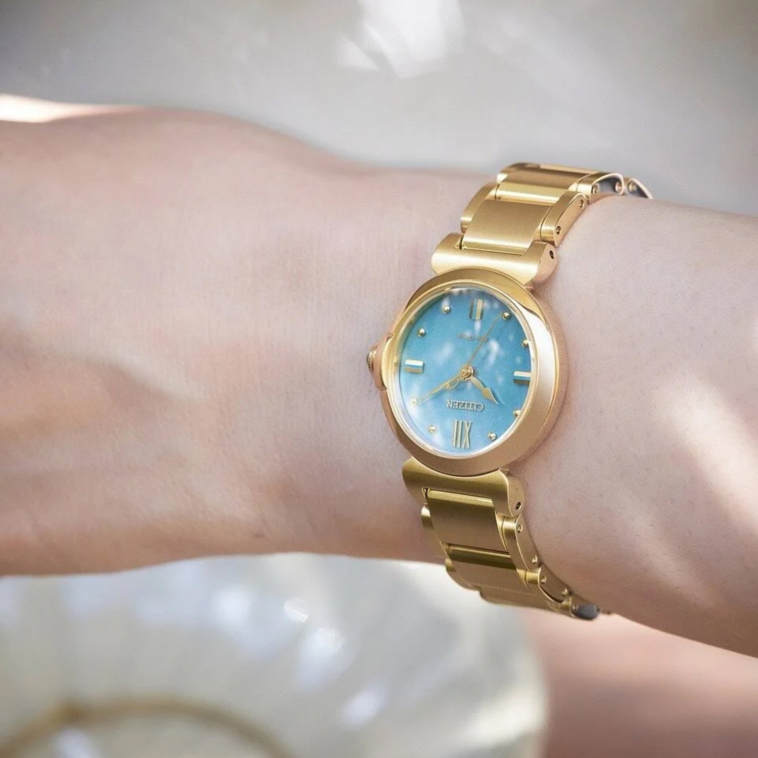Citizen L Women Quartz Blue Dial Analog Stainless Steel Watch EM1133-85L