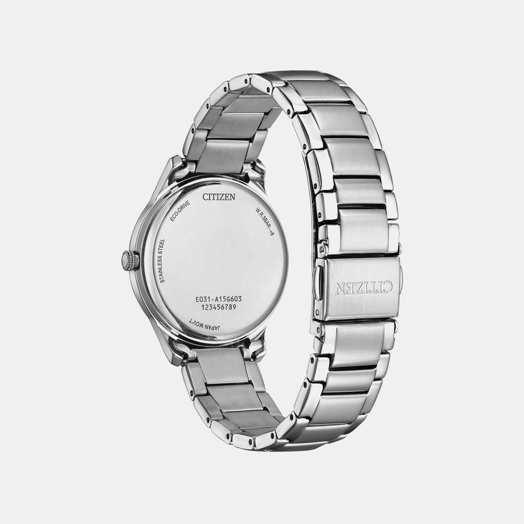 Women Solar Pink Dial Analog Stainless Steel Watch EM1220-58X