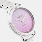Women Solar Pink Dial Analog Stainless Steel Watch EM1220-58X