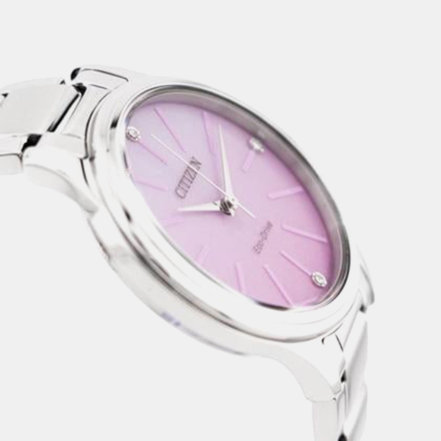 Women Solar Pink Dial Analog Stainless Steel Watch EM1220-58X