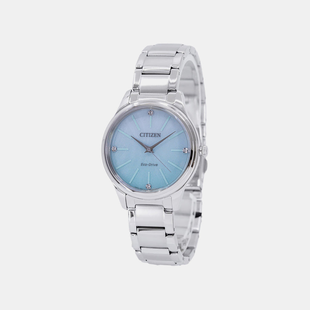 Women Solar Blue Dial Analog Stainless Steel Watch EM1220-58Y
