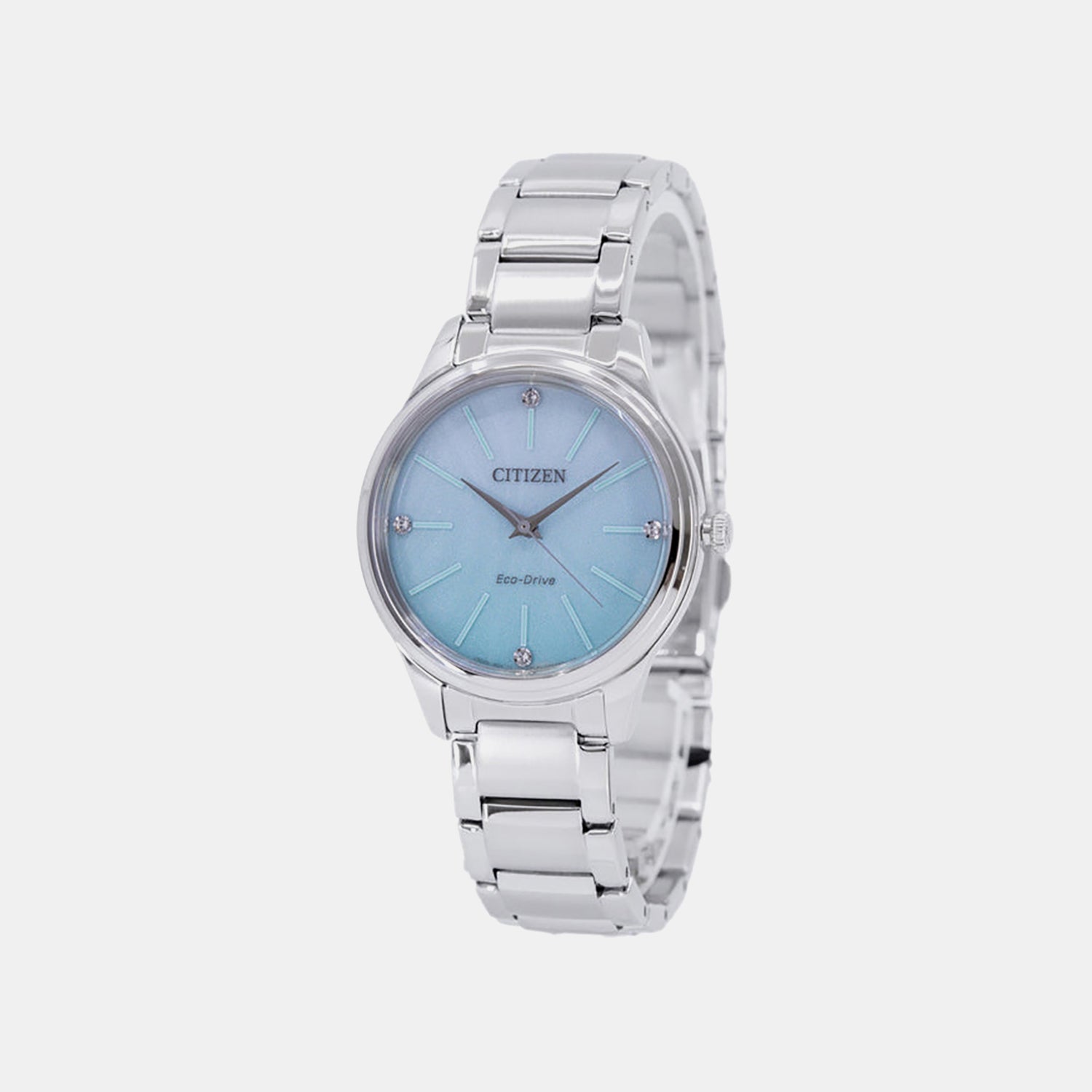 Women Solar Blue Dial Analog Stainless Steel Watch EM1220-58Y
