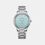 Women Solar Blue Dial Analog Stainless Steel Watch EM1220-58Y