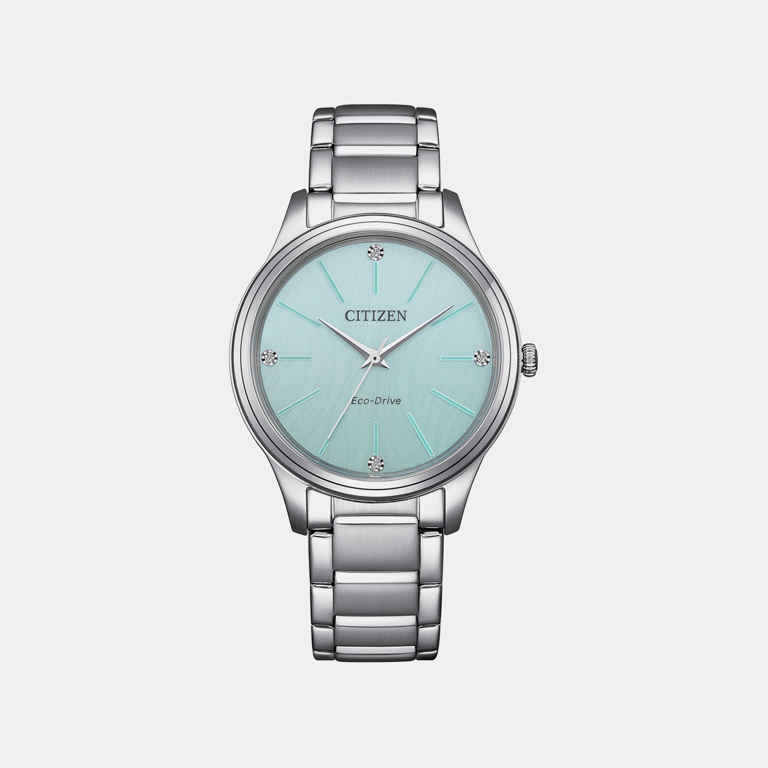 Women Solar Blue Dial Analog Stainless Steel Watch EM1220-58Y