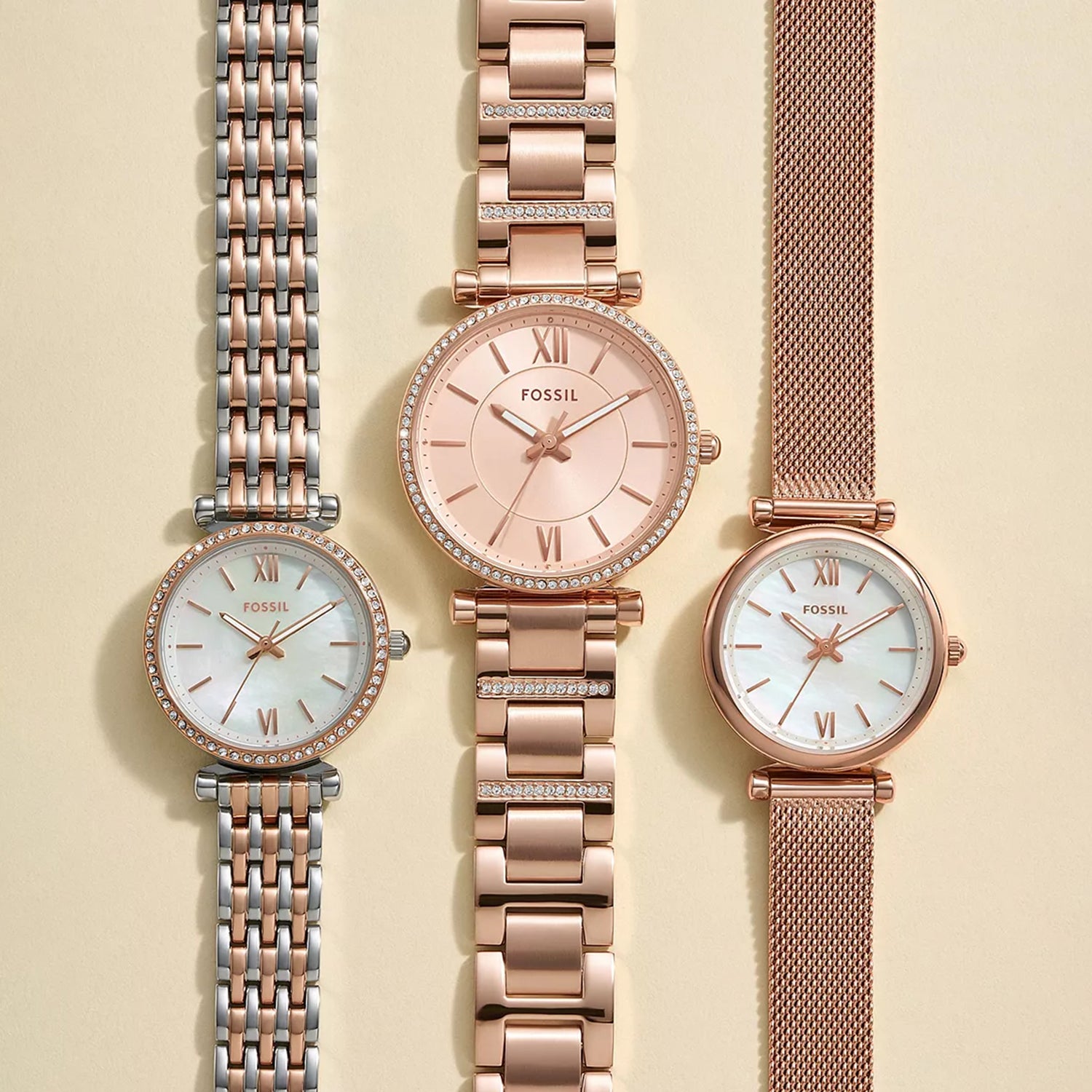 Carlie Women Quartz Rose Gold Dial Analog Stainless Steel Watch ES4301