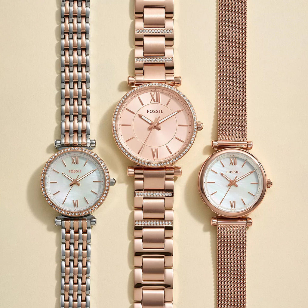 Carlie Women Quartz Rose Gold Dial Analog Stainless Steel Watch ES4301