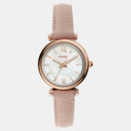 Carlie Women Quartz White Mother Of Pearl Dial Analog Leather Watch ES4699