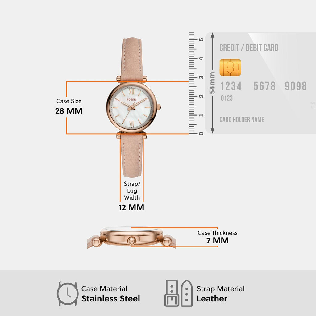 Carlie Women Quartz White Mother Of Pearl Dial Analog Leather Watch ES4699