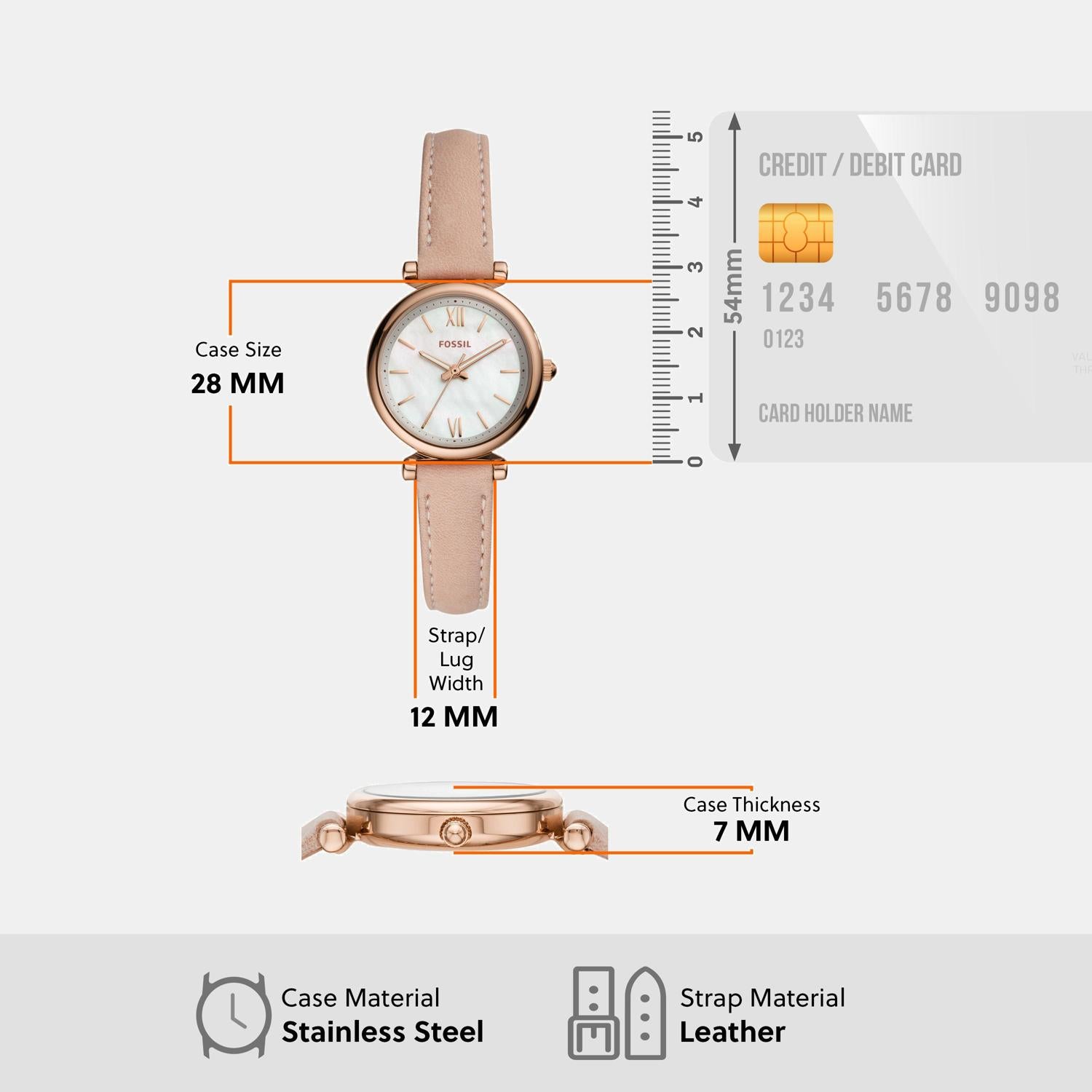 Carlie Women Quartz White Mother Of Pearl Dial Analog Leather Watch ES4699