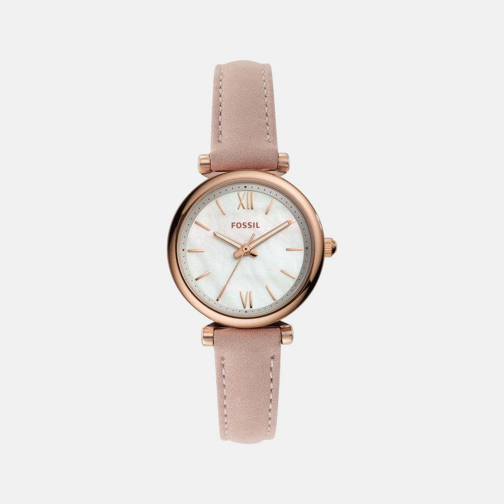 Carlie Women Quartz White Mother Of Pearl Dial Analog Leather Watch ES4699