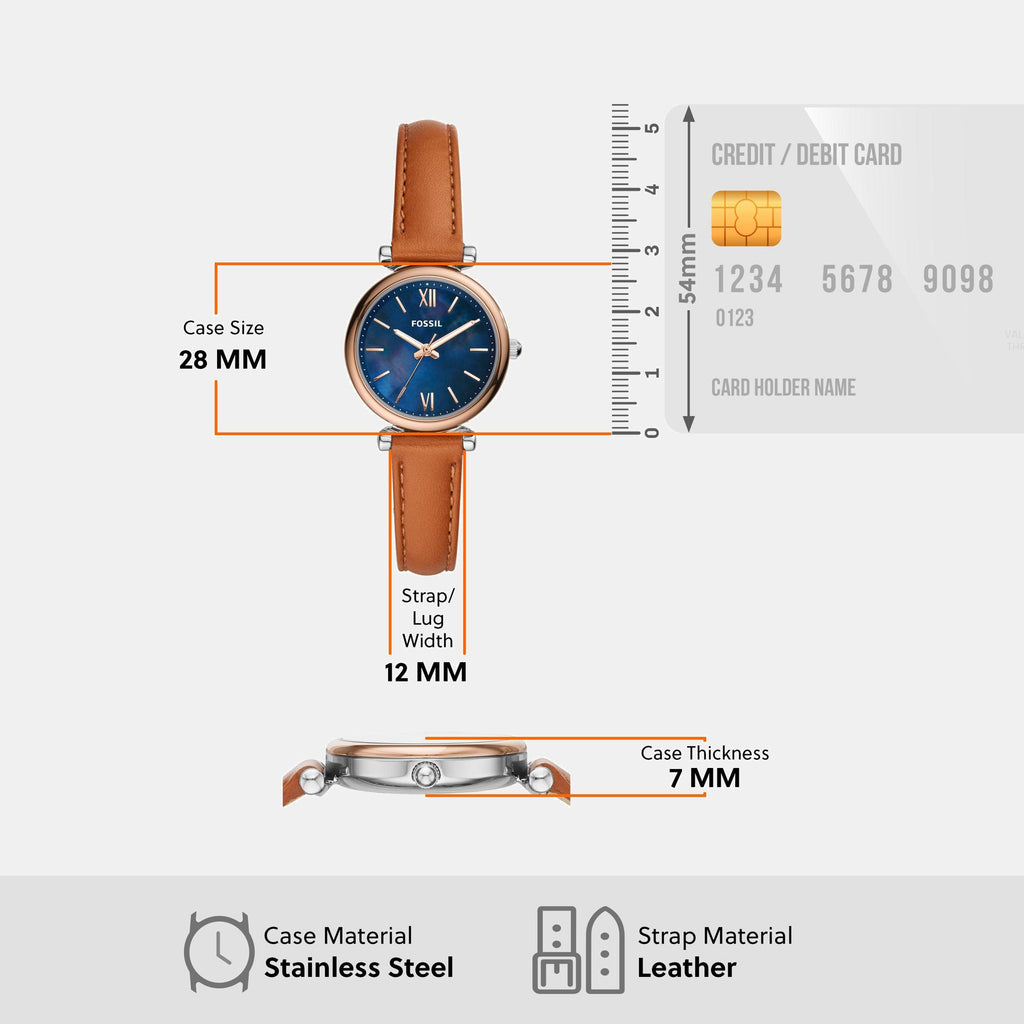 Carlie Women Quartz Blue Mother Of Pearl Dial Analog Leather Watch ES4701