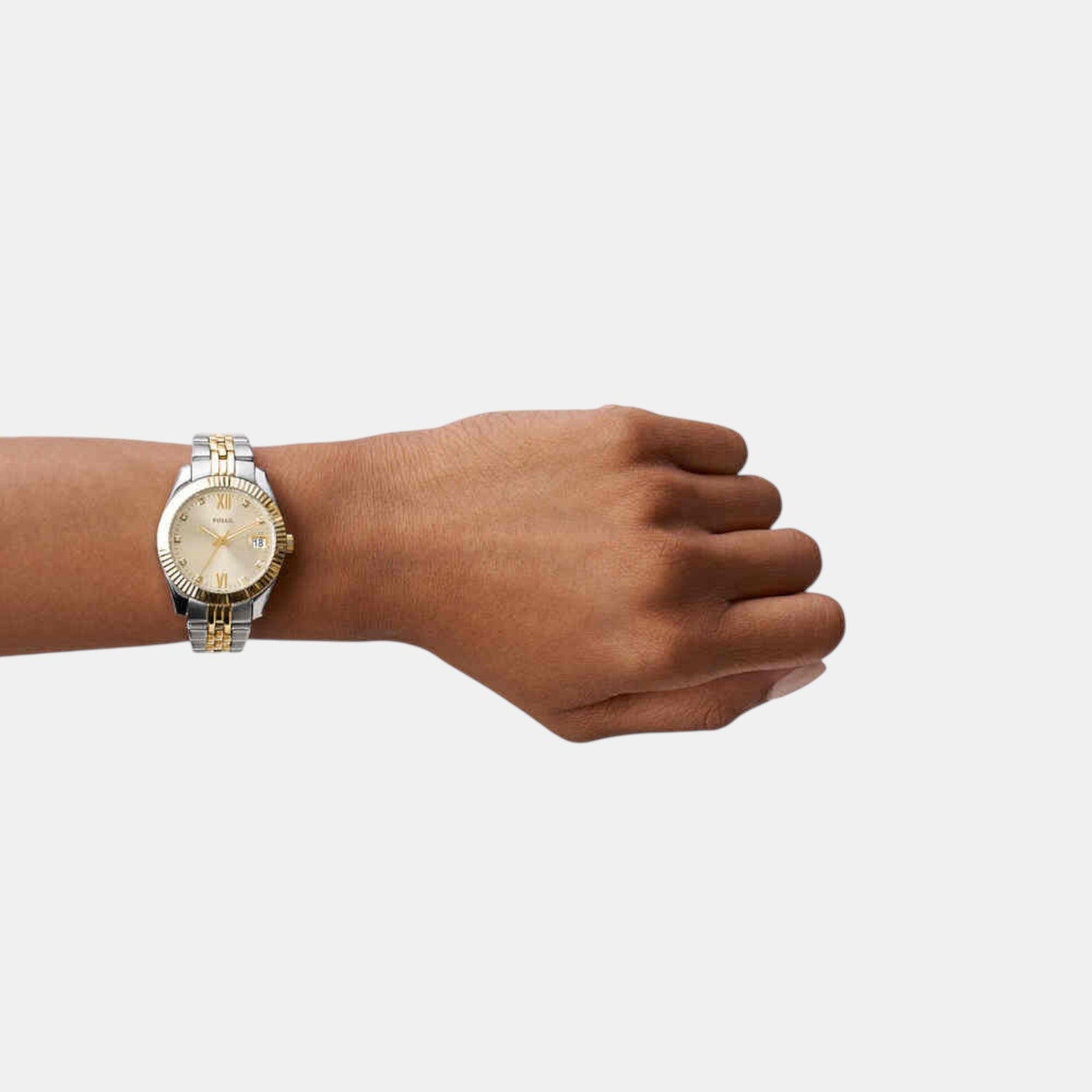 Scarlette Mini Women Quartz Gold Dial Analog Stainless Steel Watch ES4949