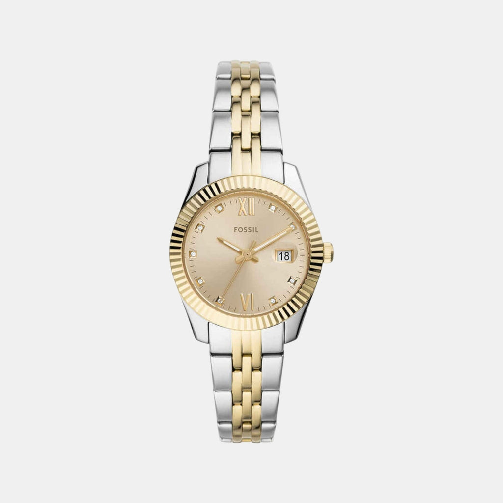 Scarlette Mini Women Quartz Gold Dial Analog Stainless Steel Watch ES4949