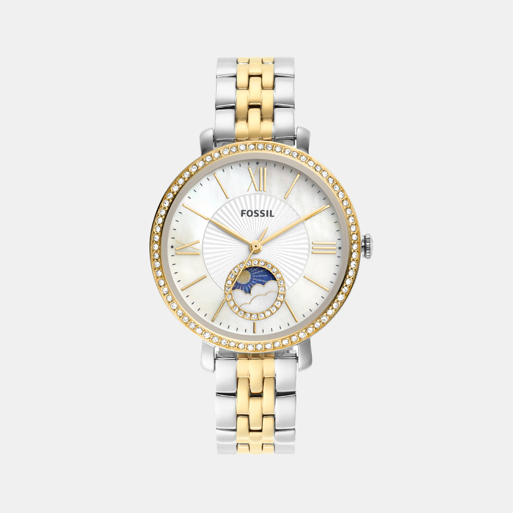 Jacqueline Women Quartz White Mother Of Pearl Dial Multi-Function Stainless Steel Watch ES5166