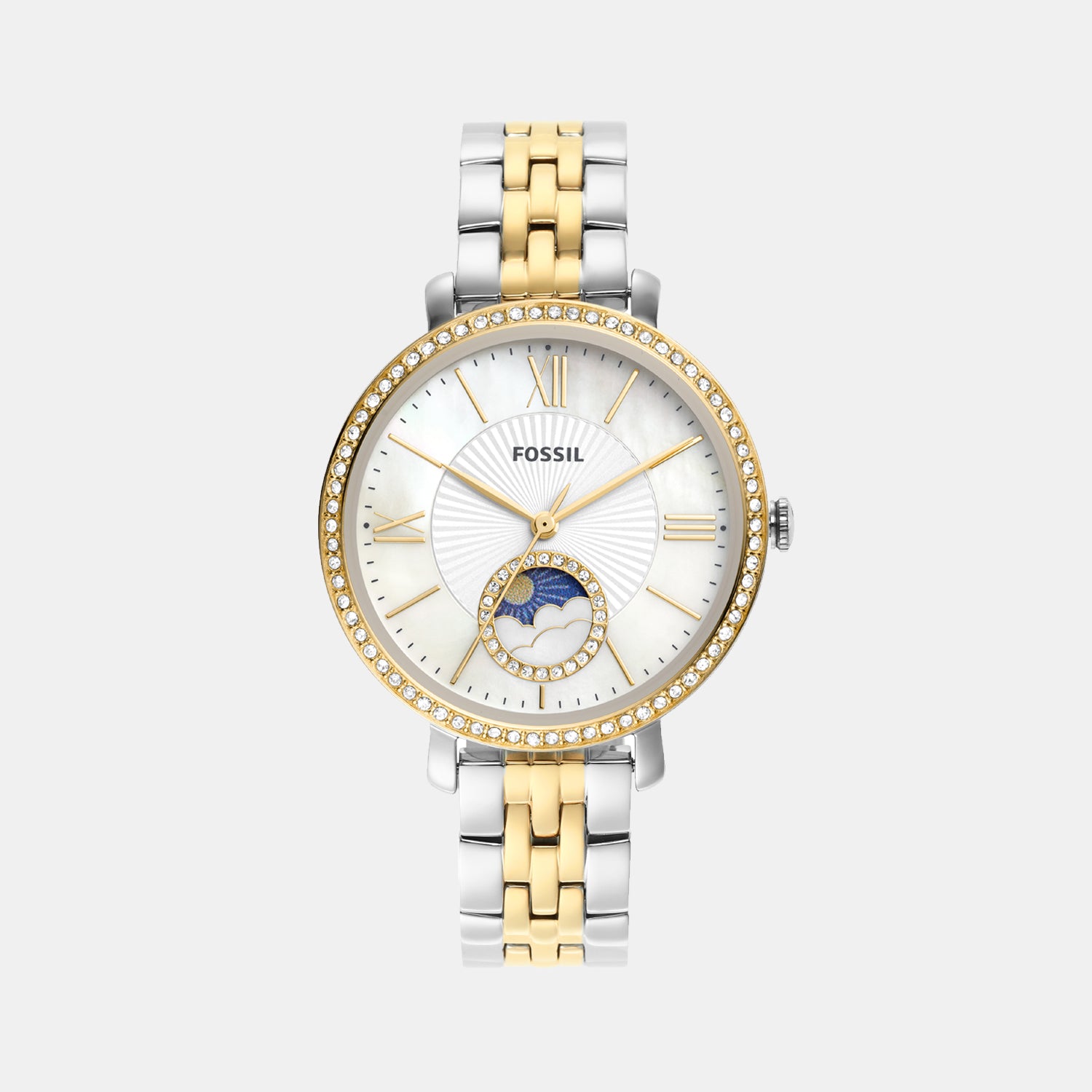 Jacqueline Women Quartz White Mother Of Pearl Dial Multi-Function Stainless Steel Watch ES5166