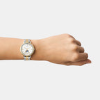 Jacqueline Women Quartz White Mother Of Pearl Dial Multi-Function Stainless Steel Watch ES5166