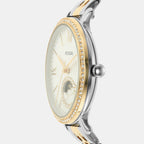 Jacqueline Women Quartz White Mother Of Pearl Dial Multi-Function Stainless Steel Watch ES5166