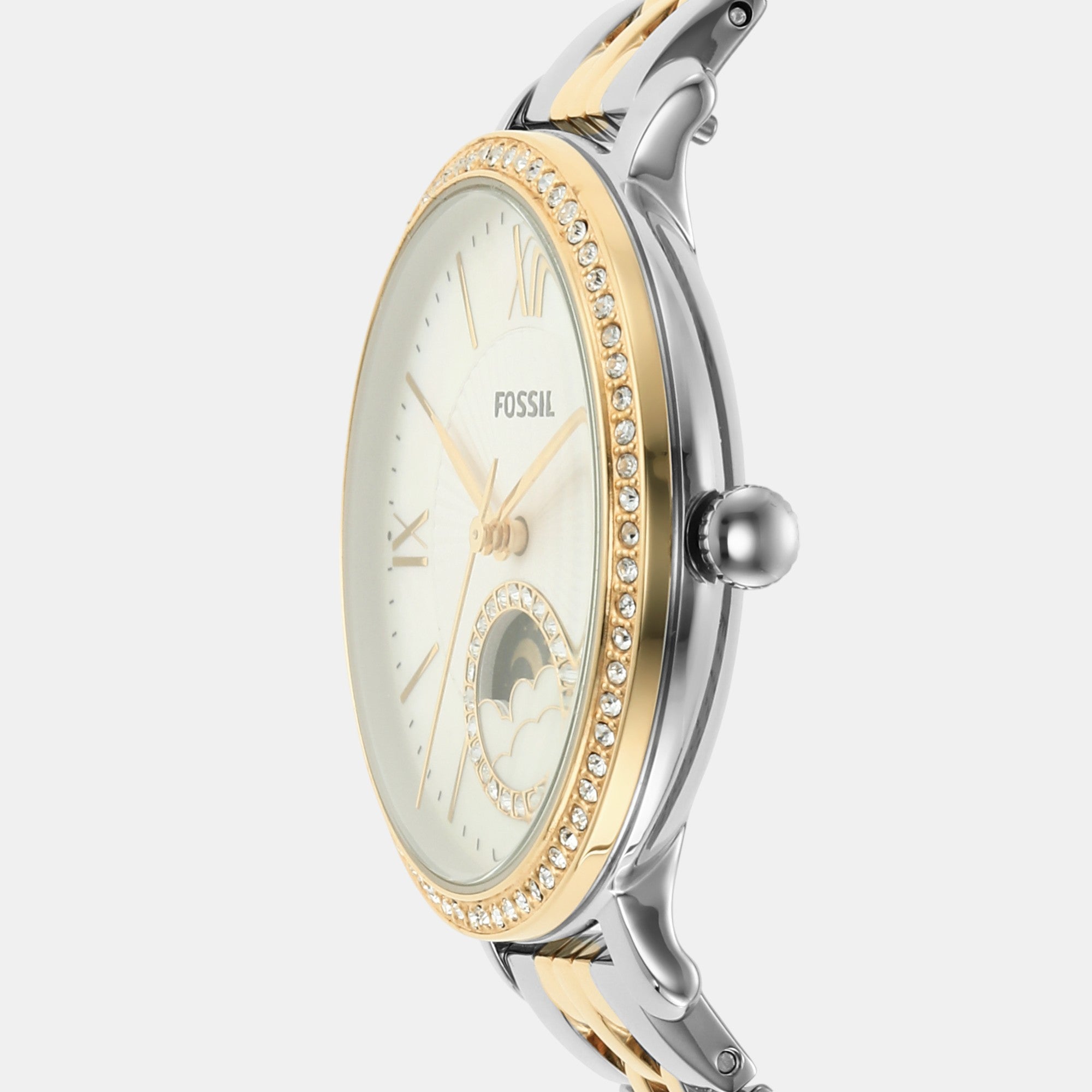Jacqueline Women Quartz White Mother Of Pearl Dial Multi-Function Stainless Steel Watch ES5166