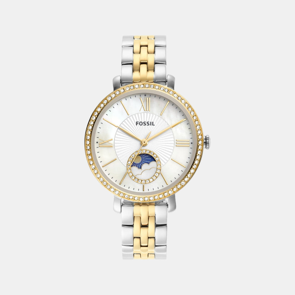 Jacqueline Women Quartz White Mother Of Pearl Dial Multi-Function Stainless Steel Watch ES5166