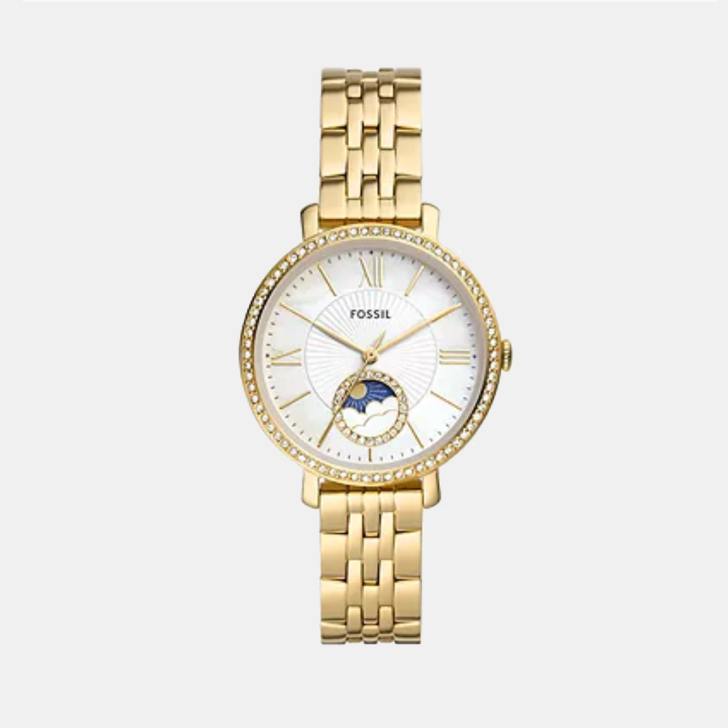 Jacqueline Women Quartz White Mother Of Pearl Dial Multi-Function Stainless Steel Watch ES5167
