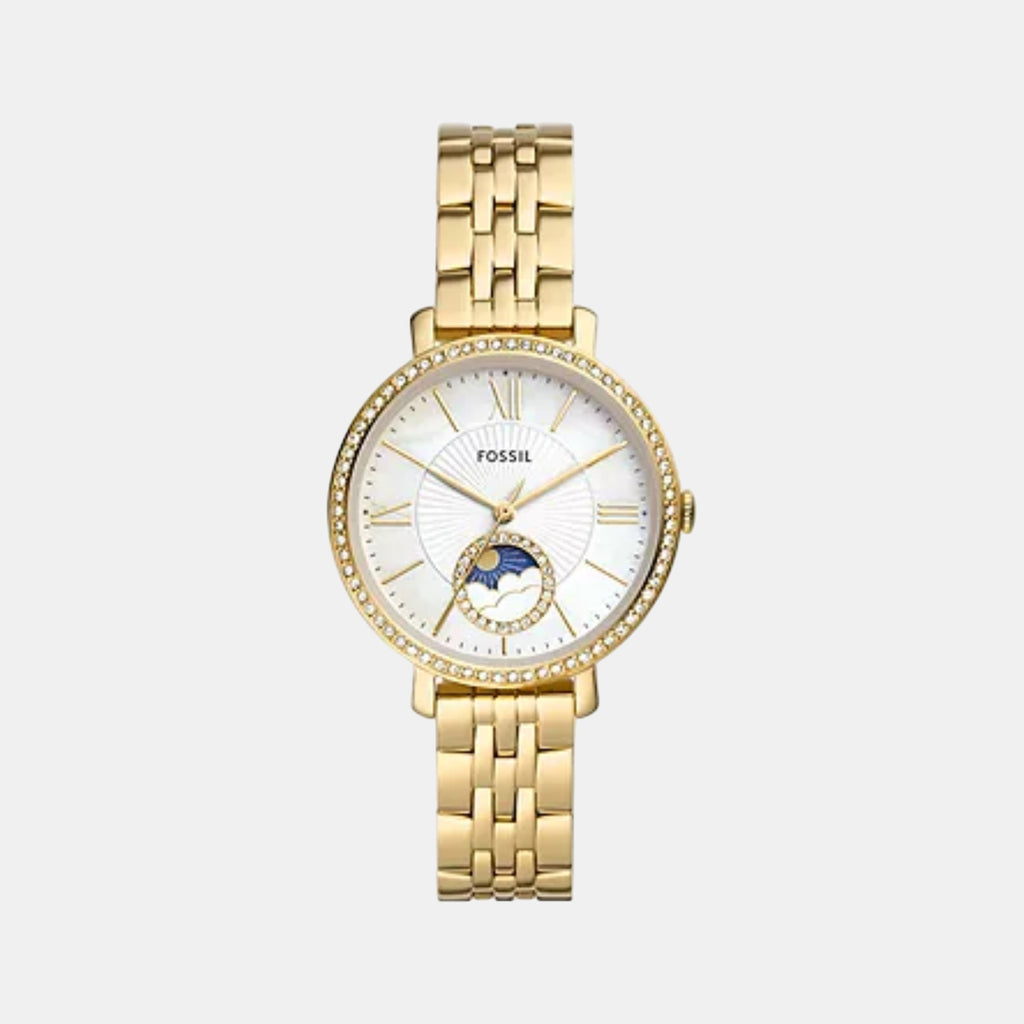 Jacqueline Women Quartz White Mother Of Pearl Dial Multi-Function Stainless Steel Watch ES5167