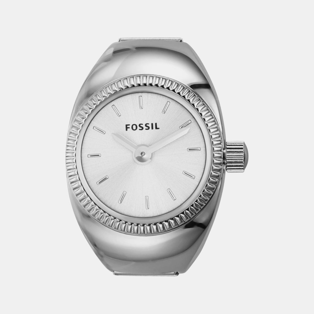 Watch Ring Women Quartz White Dial Analog Stainless Steel Watch ES5245