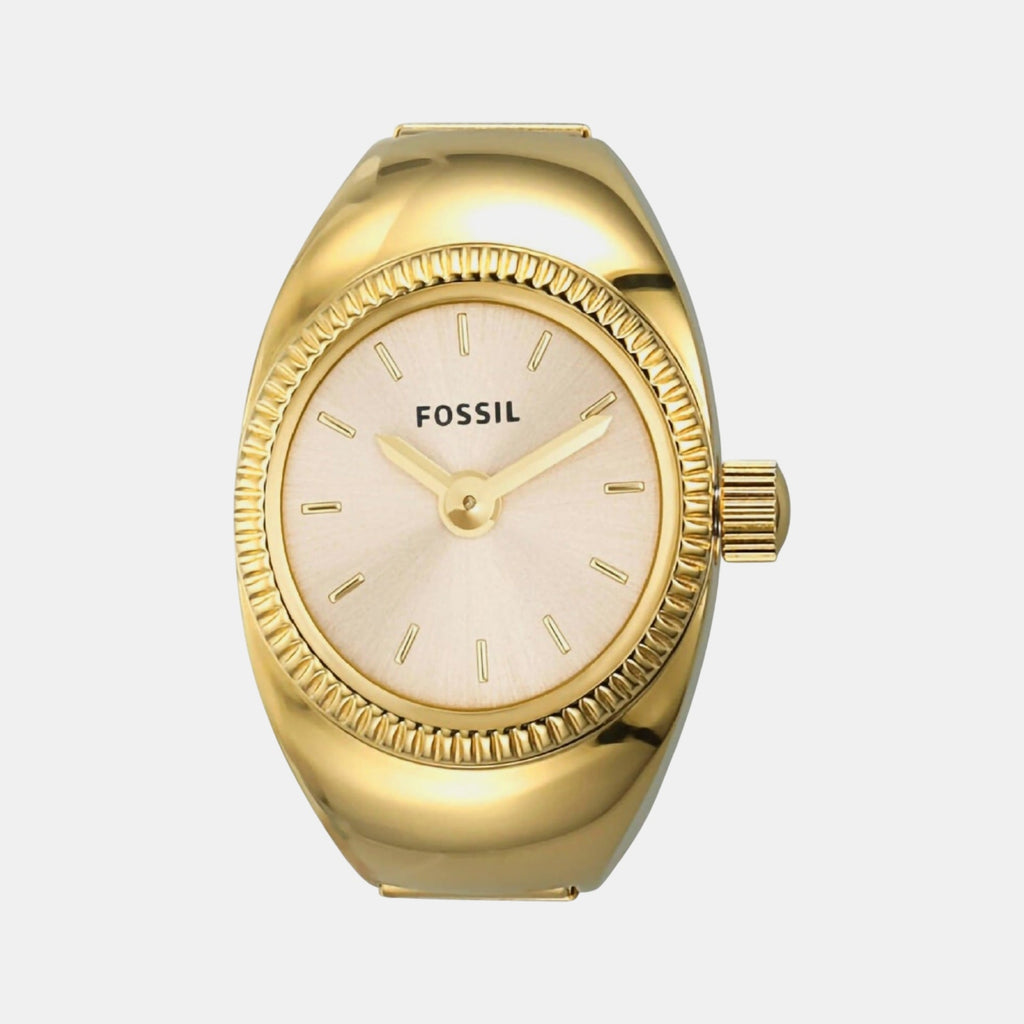 Watch Ring Women Quartz Gold Dial Analog Stainless Steel Watch ES5246