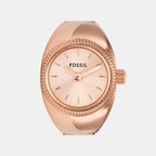 Watch Ring Women Quartz Pink Dial Analog Stainless Steel Watch ES5247