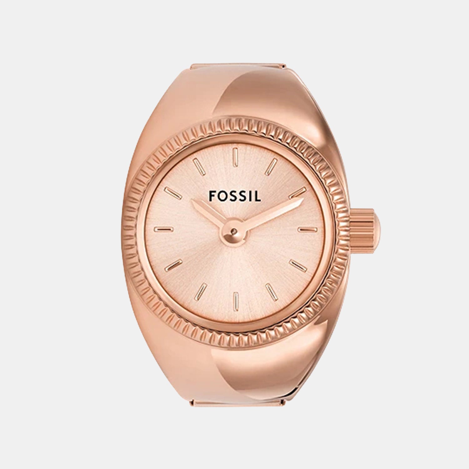 Watch Ring Women Quartz Pink Dial Analog Stainless Steel Watch ES5247
