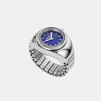 Watch Ring Women Quartz Blue Dial Analog Stainless Steel Watch ES5347