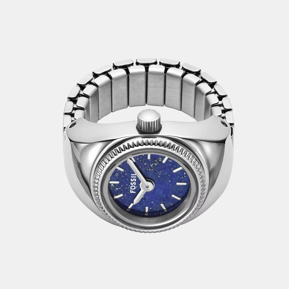 Watch Ring Women Quartz Blue Dial Analog Stainless Steel Watch ES5347