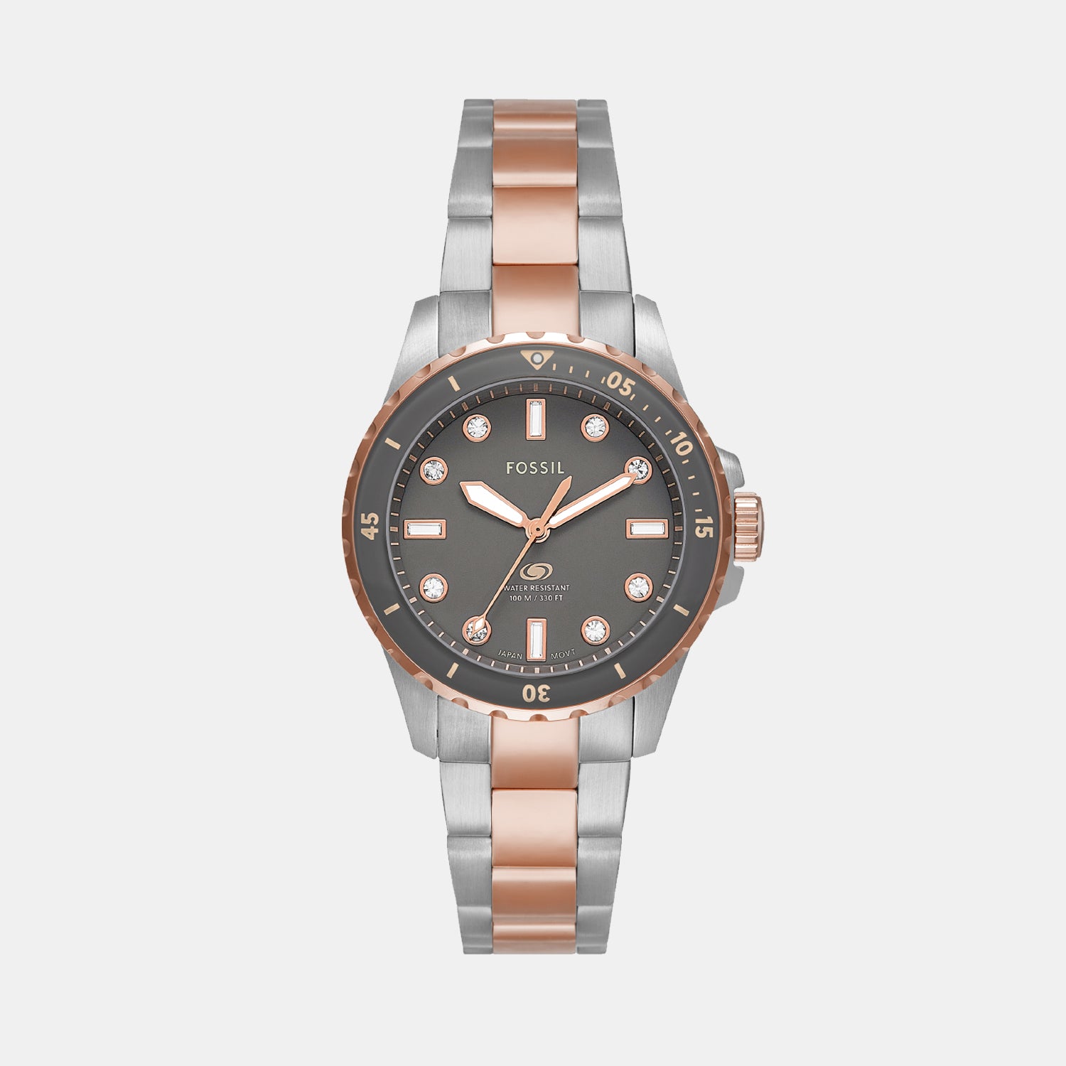 Fossil Blue Dive Women Quartz Grey Dial Analog Stainless Steel Watch ES5348