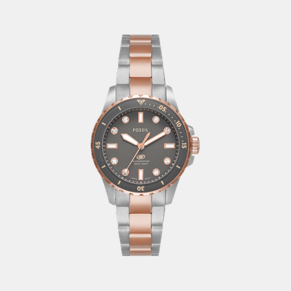 Fossil Blue Dive Women Quartz Grey Dial Analog Stainless Steel Watch ES5348