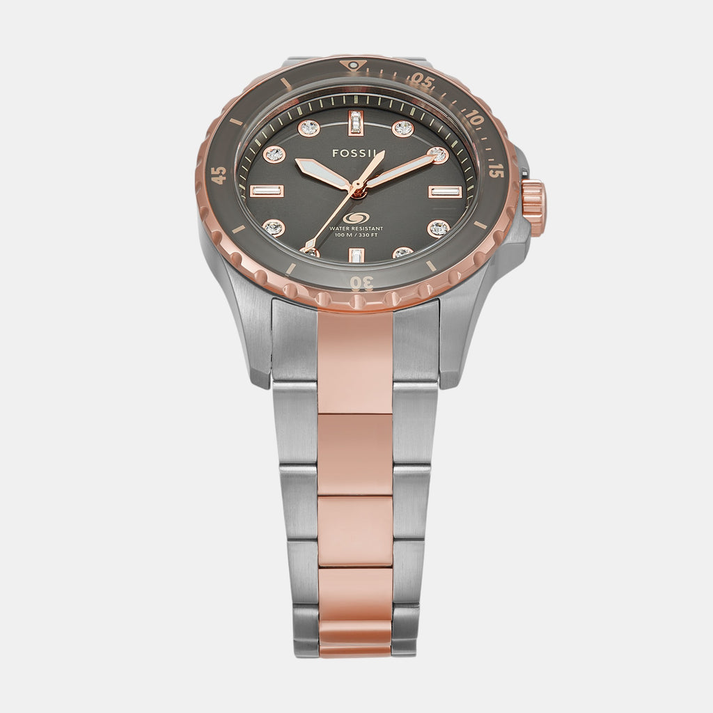 Fossil Blue Dive Women Quartz Grey Dial Analog Stainless Steel Watch ES5348