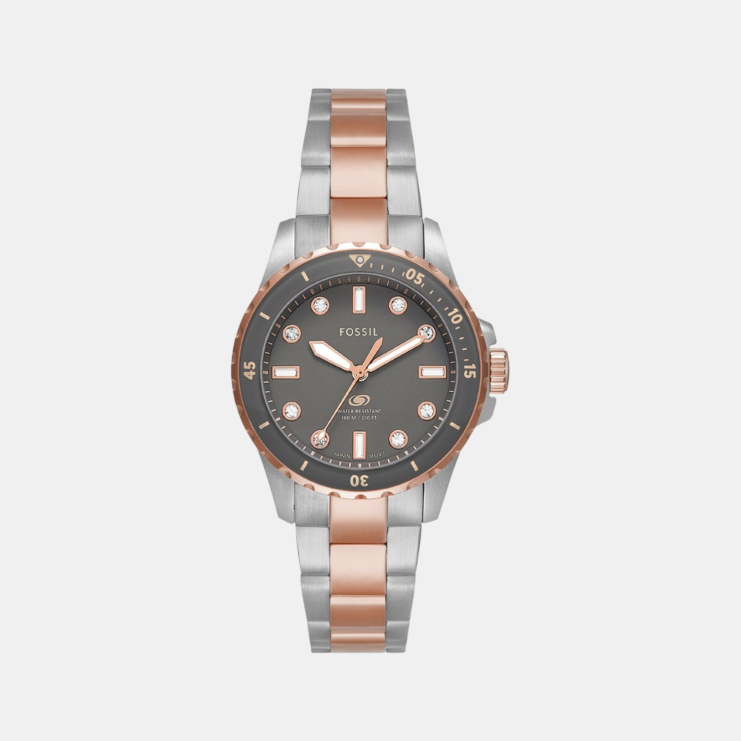 Fossil Blue Dive Women Quartz Grey Dial Analog Stainless Steel Watch ES5348