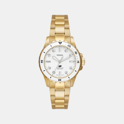 Fossil Blue Dive Women Quartz White Dial Analog Stainless Steel Watch ES5350