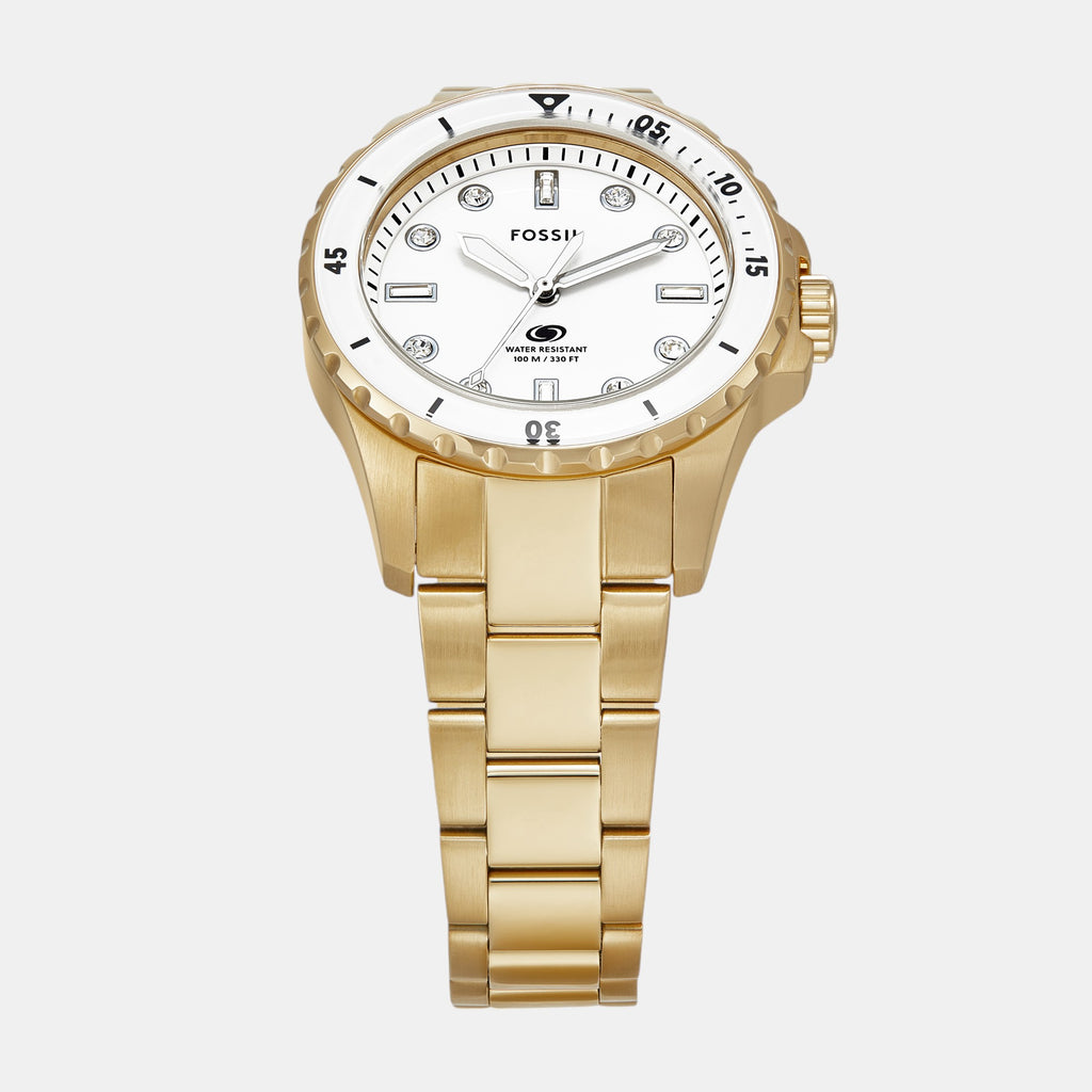 Fossil Blue Dive Women Quartz White Dial Analog Stainless Steel Watch ES5350