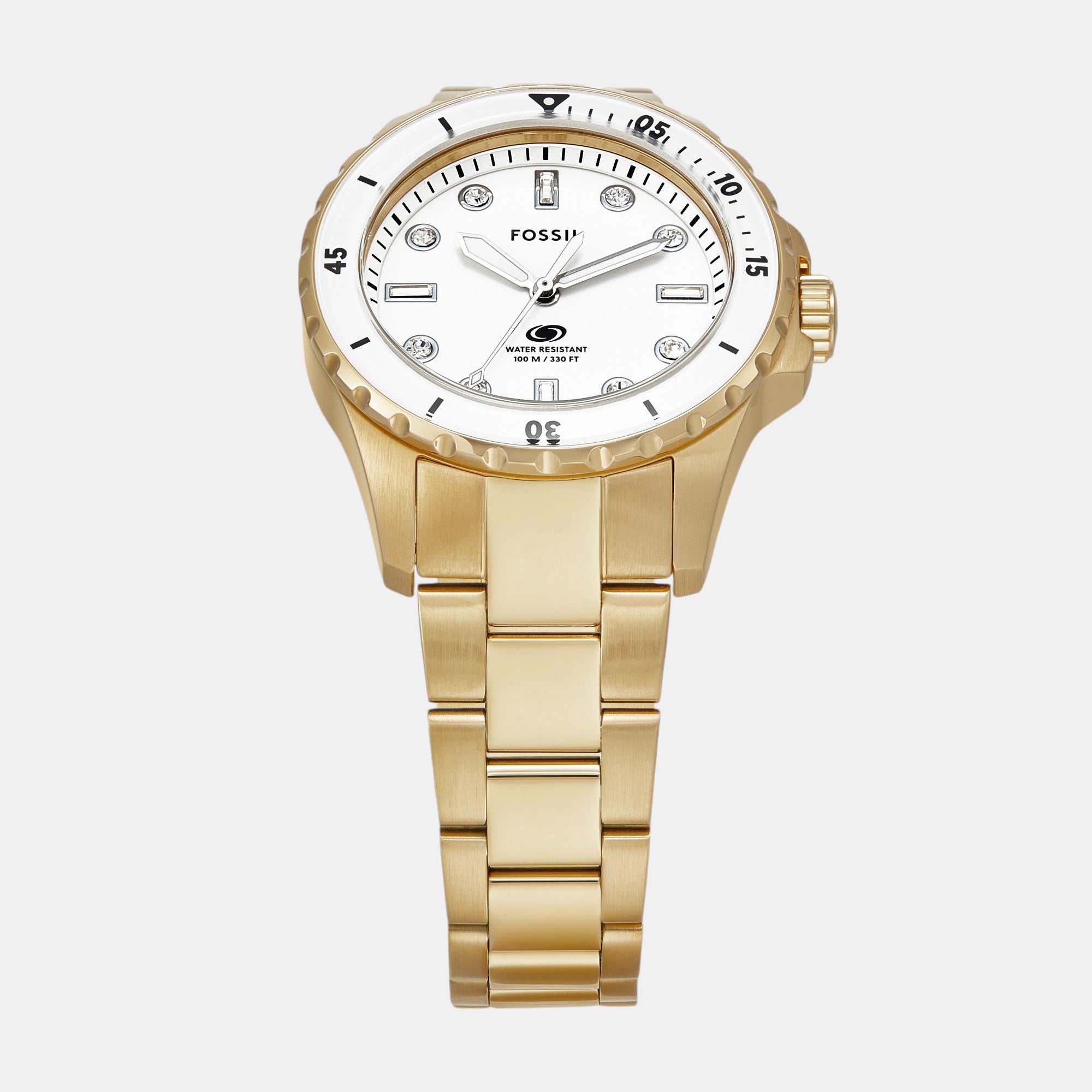 Fossil Blue Dive Women Quartz White Dial Analog Stainless Steel Watch ES5350